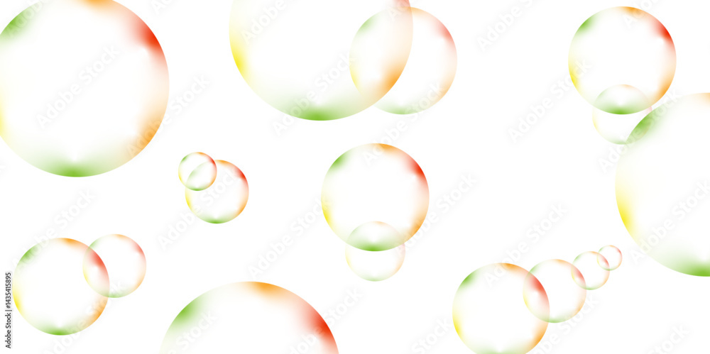 Poster gradian bubbles. abstract, white transparent and soap bubbles floating in the air. design soap bubbl