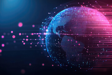 Obraz premium Dynamic flow of global cloud computing data illustrating flat design in a virtual environment