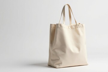 Full view of a sturdy cloth shopping bag, set against a white backdrop, design, shopping, white background