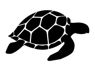 Obraz premium silhouette of a turtle with a patterned shell, ideal for wildlife branding, marine conservation designs, and eco-friendly logos 