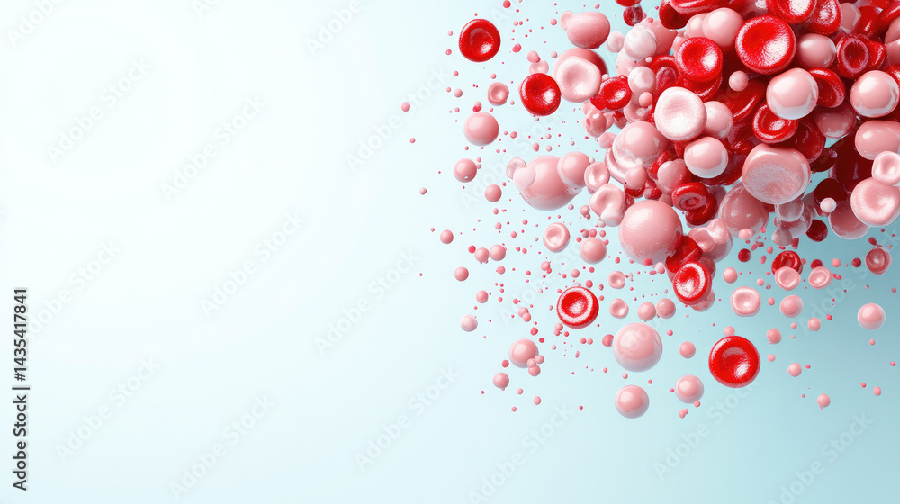 Poster dynamic visualization of red blood cells in motion biological study abstract background scientific c