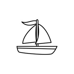 sailing boat icon, simple flat style, illustration, logo sign symbol pictogram template, for ui or ux isolated on white for mobile app, editable