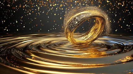 Fine swirl of golden shimmer and soft brown particles creating elegant movement