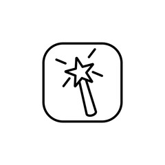 magic wand icon, simple flat style, pictogram logo symbol vector illustration, isolated on white for mobile app