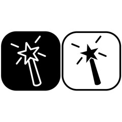 magic wand icon, simple flat style, pictogram logo symbol vector illustration, isolated on white for mobile app