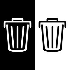 trash can icon, simple flat style, pictogram logo sign symbol vector illustration, isolated on white for mobile app