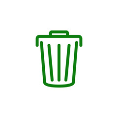 trash can icon, simple flat style, pictogram logo sign symbol vector illustration, isolated on white for mobile app