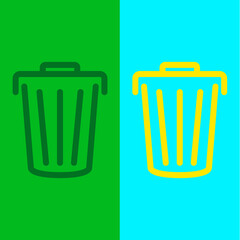 trash can icon, simple flat style, pictogram logo sign symbol vector illustration, isolated on white for mobile app