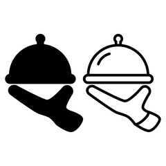 Fototapeta premium food serving icon. Waiter's signature with serving tray, simple flat style, illustration, logo sign symbol pictogram template, for ui or ux isolated on white for mobile app, editable