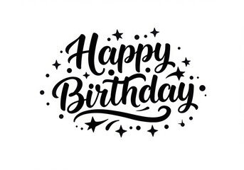 Fototapeta premium Elegant black happy birthday typography with sparkles