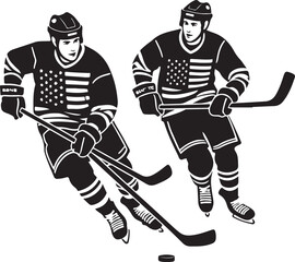 Fototapeta premium Hockey vector silhouette vector black color silhouette isolated white background | Premium AI-generated vector