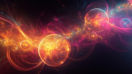 Obraz premium abstract cosmic nebula with glowing spheres