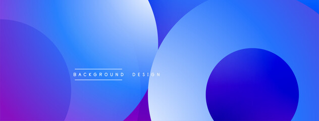 Abstract blue gradient circles overlap creating modern background. Smooth transitions, vibrant hues, simple design.