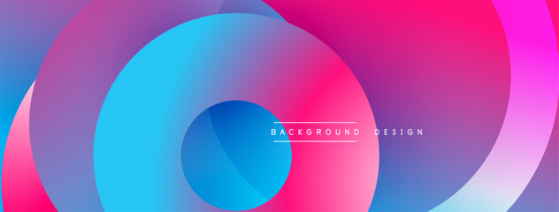 Abstract fluid shapes blend vibrant pinks, blues, purples. Modern design evokes movement, energy, visual appeal. Background features gradient transitions.