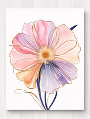 soft pastel colored cosmos flowers in watercolor botanical painting perfect for book cover or greeting card premium illustration wallpaper background