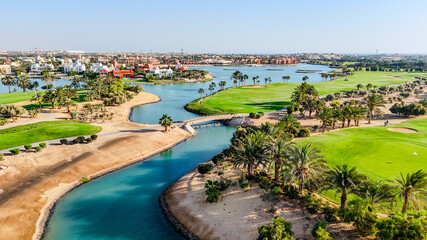 Aerial Panorama El Gouna Golf Course Resort Villas Egypt