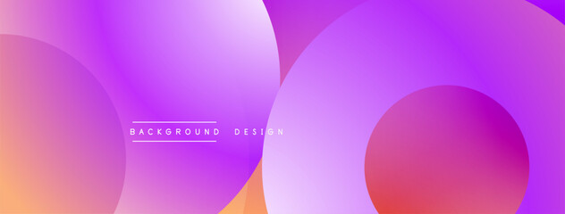Abstract gradient circles overlap. Purple, pink, orange hues blend smoothly. Modern design element for backgrounds.