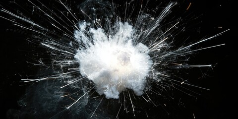 High-energy explosion of radiant white glow