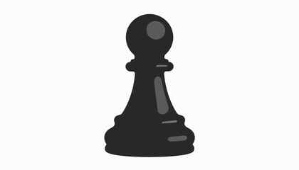Black chess pawn illustration on white background, symbolism of strategy