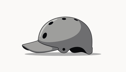 Fototapeta premium Minimalistic gray canoeing helmet illustration on white background, safety concept