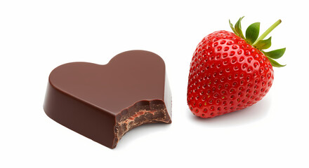 Heart Shaped Chocolate with Strawberry: Food Photography, Dessert Image, Valentine's Day Treat