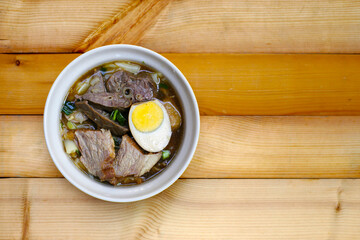 Rolled rice noodle, Pork soup with egg