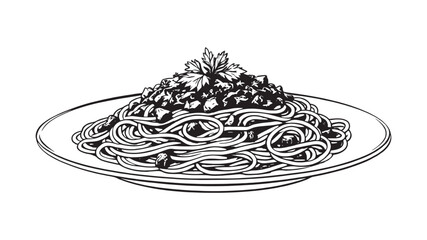 Classic Spaghetti Bolognese With Meat Sauce line art drawing techniques