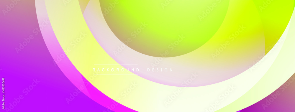 Poster abstract vibrant layers, smooth gradients. purple, yellow hues blend creating modern visual effect. 
