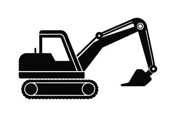 Silhouette art design of a stylized excavator.eps