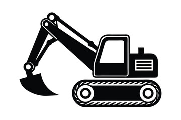 Silhouette art design of an excavator with raised bucket.eps