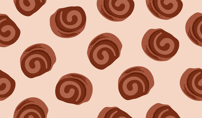 Cute roll cake pattern background vector design
