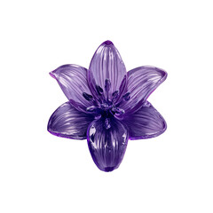 Close up Purple Lily Flower with Glossy Petals and Detailed Stamen on Black Background