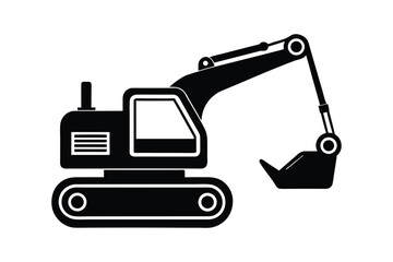 Silhouette art design of an excavator.eps