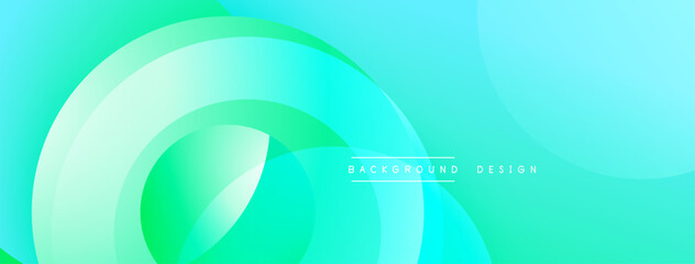 Abstract fluid shapes, vibrant turquoise, mint hues. Smooth gradients create dynamic background. Modern design element.