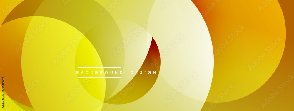 Poster abstract yellow, orange circles overlap. soft gradients create modern background design. minimalist 