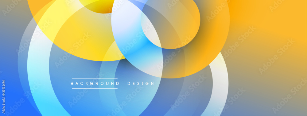 Aufkleber abstract circles overlap, creating vibrant gradients. blue, yellow, orange hues blend smoothly. mode