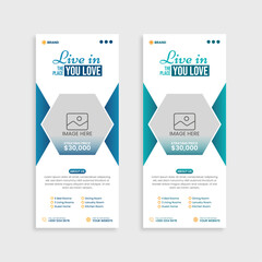 creative modern real estate roll up banner design template.