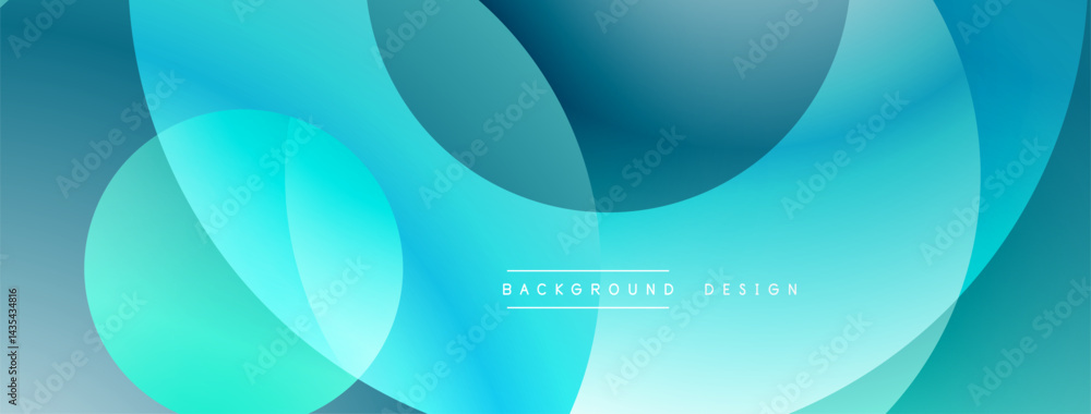 Poster Abstract background features overlapping circles, turquoise hues, smooth gradients. Modern design element for digital projects.