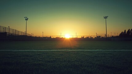 sunset over soccer field