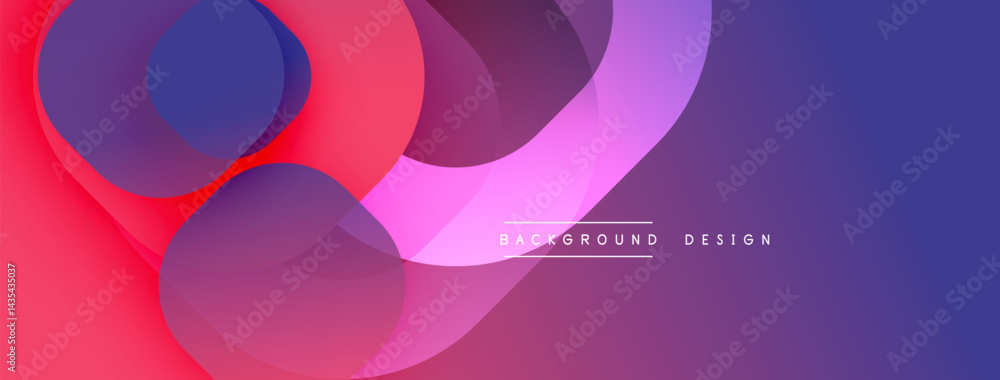 Poster abstract circles overlap, creating vibrant pinks, purples, blues. smooth gradients suggest depth, mo