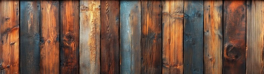 Obraz premium Colorful wood planks creating a rustic wall design