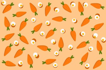 Carrots egg seamless pattern background 