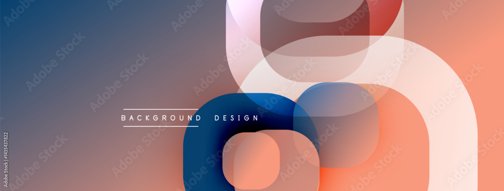 Fototapete Abstract geometric shapes overlap. Soft gradients create modern, minimalist visual effect. Background design features muted colors.