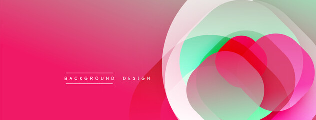 Abstract design features layered circles, vibrant pink gradient, modern aesthetic. Minimalist composition, suitable for backgrounds.