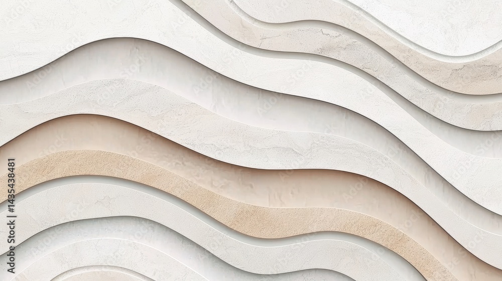 Poster a textured background with a repeating wave pattern in various shades of beige and white.