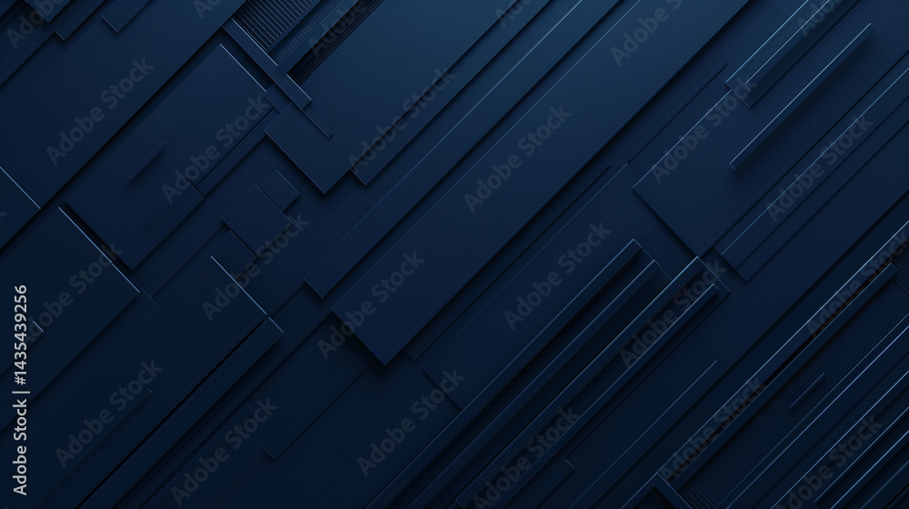 Poster abstract navy blue geometric shapes design sharp lines 3d rendered background texture