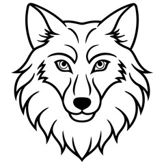 Wolf head vector illustration line art and white background