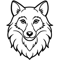 Wolf head vector illustration line art and white background