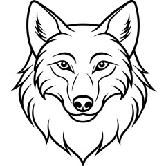 Wolf head vector illustration line art and white background