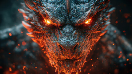 Dragon's Fierce Head Close-Up